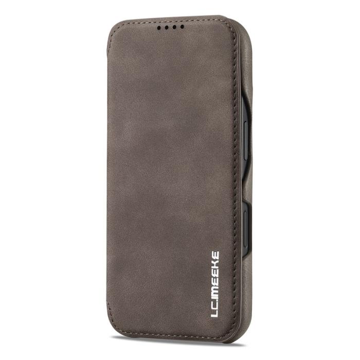 LC.imeeke - LC.IMEEKE iPhone 16 Fodral Card Holder Äkta läder - Kaffe