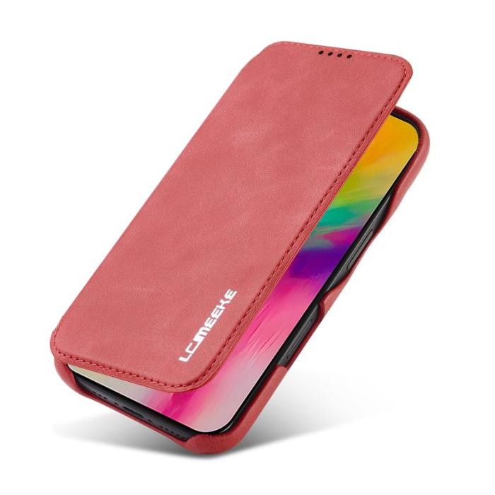 LC.imeeke - LC.IMEEKE iPhone 16 Fodral Card Holder Äkta läder - Röd
