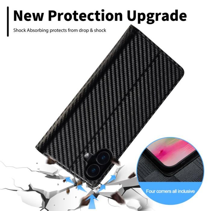 LC.imeeke - LC.IMEEKE iPhone 16 Fodral i Kolfiber - Vertikal Rand