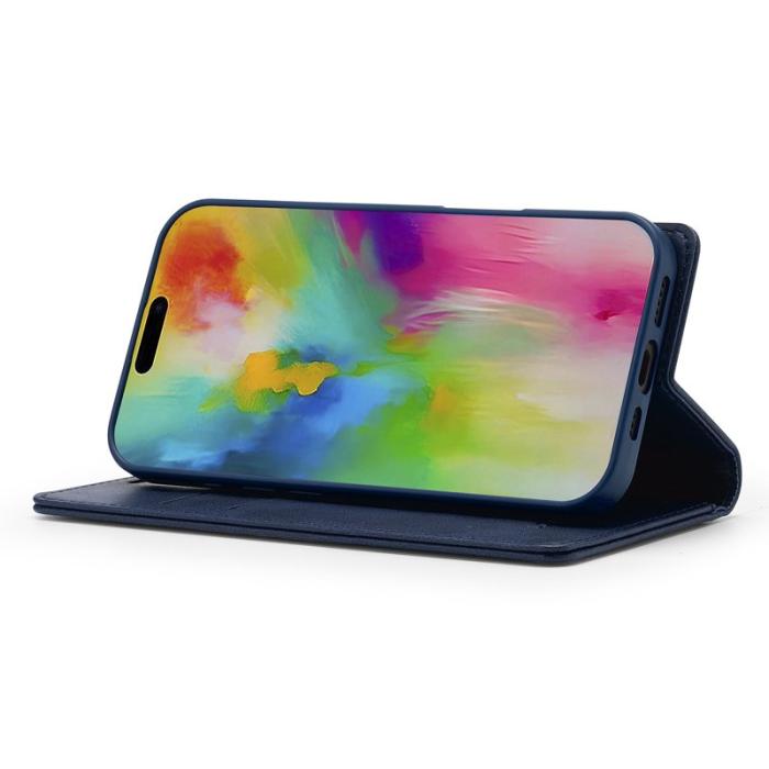 LC.imeeke - LC.IMEEKE iPhone 16 Plus Fodral Äkta läder - Blå