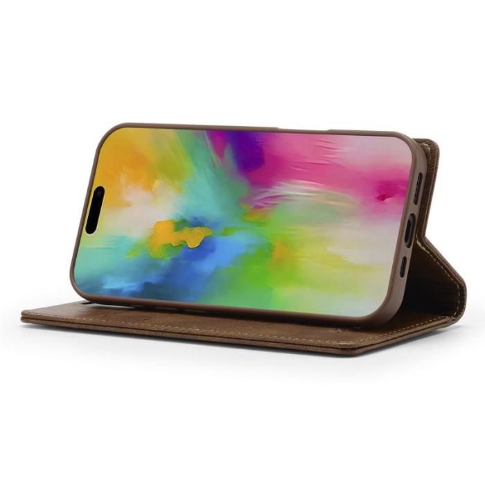 LC.imeeke - LC.IMEEKE iPhone 16 Plus Fodral Äkta läder - Brun