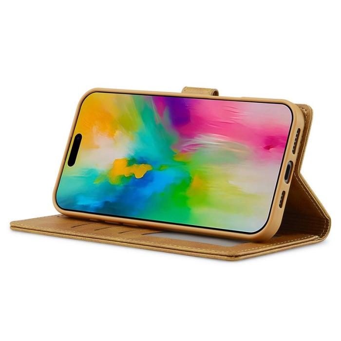 LC.imeeke - LC.IMEEKE iPhone 16 Plus Fodral Äkta läder - Gul