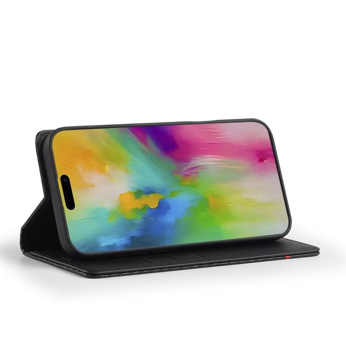 LC.imeeke - LC.IMEEKE iPhone 16 Plus Fodral Äkta läder - Vertikal Rand