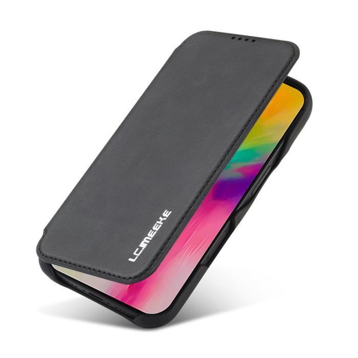 LC.imeeke - LC.IMEEKE iPhone 16 Plus Fodral Card Holder Äkta läder - Svart