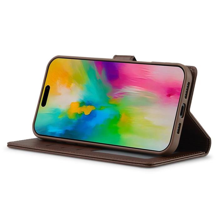 LC.imeeke - LC.IMEEKE iPhone 16 Plus Fodral PU Läder - Brun