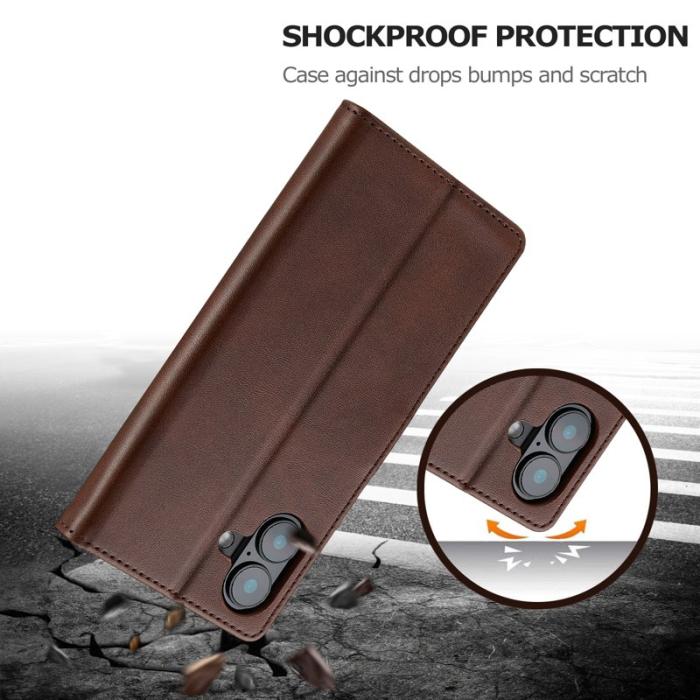 LC.imeeke - LC.IMEEKE iPhone 16 Plus Fodral PU Läder - Brun