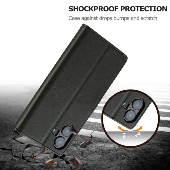 LC.imeeke - LC.IMEEKE iPhone 16 Plus Fodral PU Läder - Svart