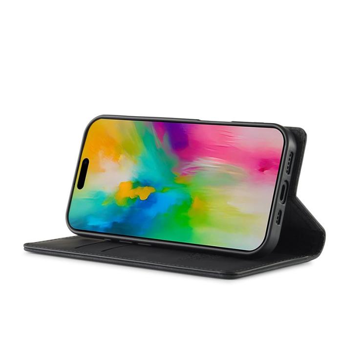 LC.imeeke - LC.IMEEKE iPhone 16 Plus Fodral Wallet Mikrofiberläder - Svart