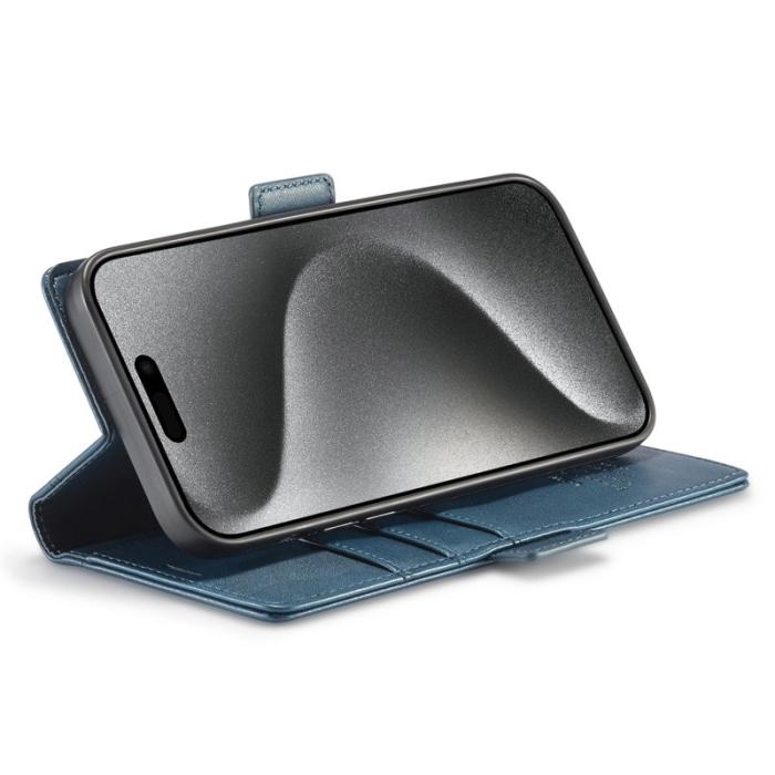 LC.imeeke - LC.IMEEKE iPhone 16 Pro Fodral Äkta läder - Blå