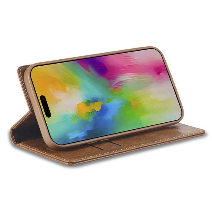 LC.imeeke - LC.IMEEKE iPhone 16 Pro Fodral Äkta läder - Brun