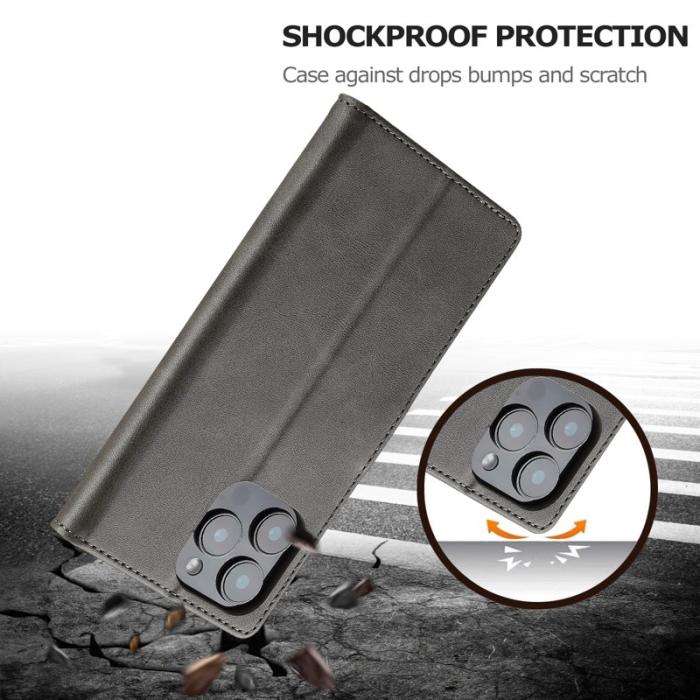 LC.imeeke - LC.IMEEKE iPhone 16 Pro Fodral Äkta läder - Grå