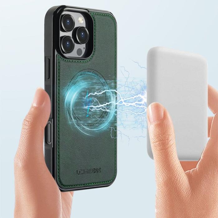 LC.imeeke - LC.IMEEKE iPhone 16 Pro Fodral Äkta läder - Grön