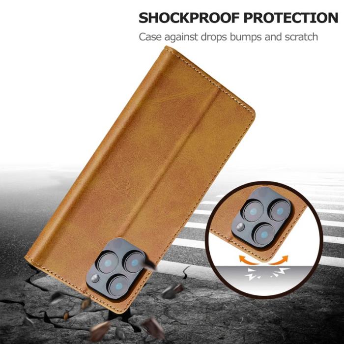 LC.imeeke - LC.IMEEKE iPhone 16 Pro Fodral Äkta läder - Gul