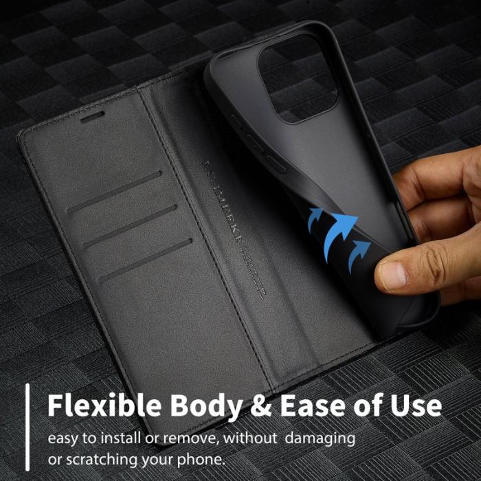 LC.imeeke - LC.IMEEKE iPhone 16 Pro Fodral Äkta läder - Vit