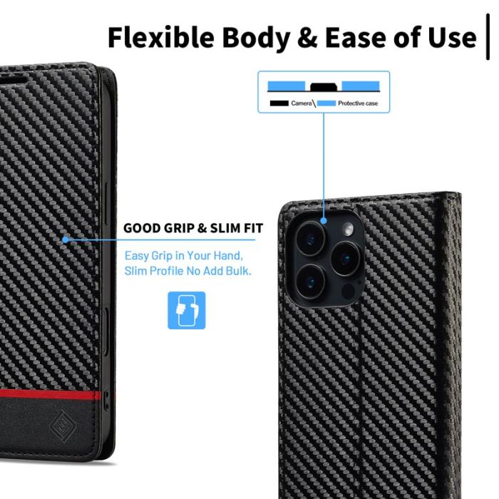 LC.imeeke - LC.IMEEKE iPhone 16 Pro Fodral Äkta läder - Vit