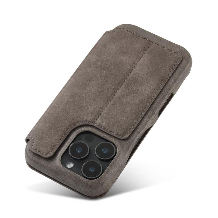 LC.imeeke - LC.IMEEKE iPhone 16 Pro Fodral Kortfack Äkta Läder - Kaffe