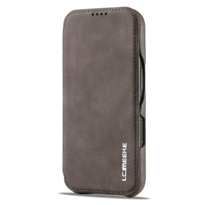 LC.imeeke - LC.IMEEKE iPhone 16 Pro Fodral Kortfack Äkta Läder - Kaffe