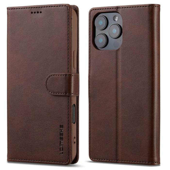 LC.imeeke - LC.IMEEKE iPhone 16 Pro Fodral PU Läder - Brun