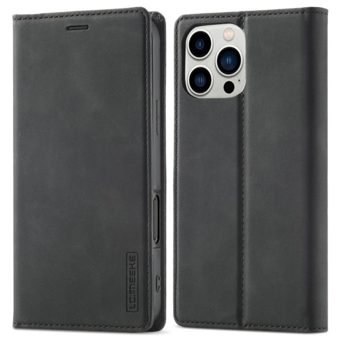 LC.imeeke - LC.IMEEKE iPhone 16 Pro Fodral Wallet Mikrofiberläder - Svart