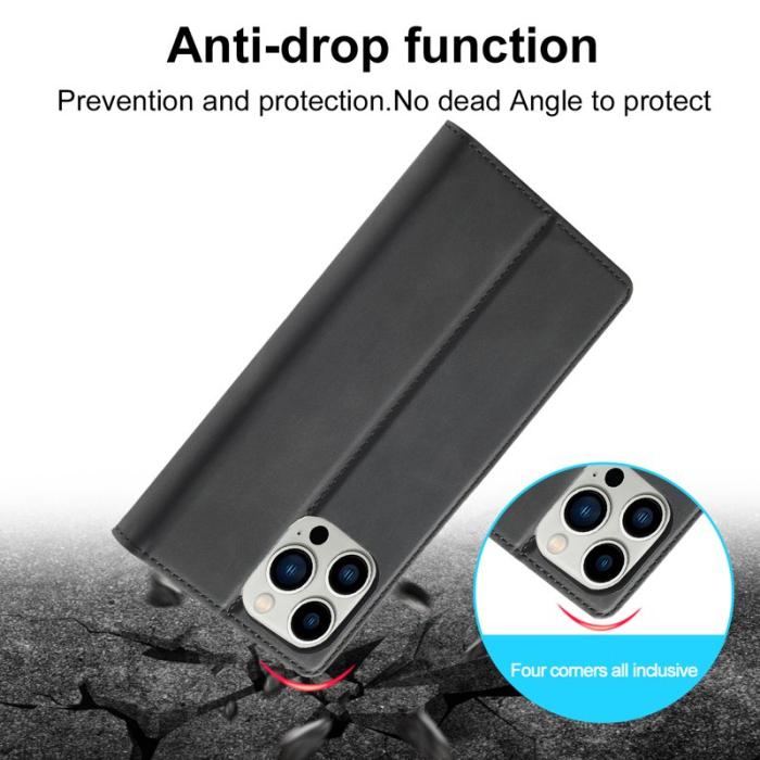 LC.imeeke - LC.IMEEKE iPhone 16 Pro Fodral Wallet Mikrofiberläder - Svart