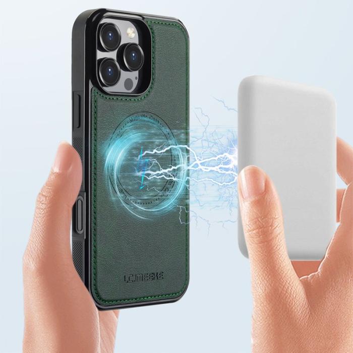 LC.imeeke - LC.IMEEKE iPhone 16 Pro Max Fodral Äkta läder - Grön