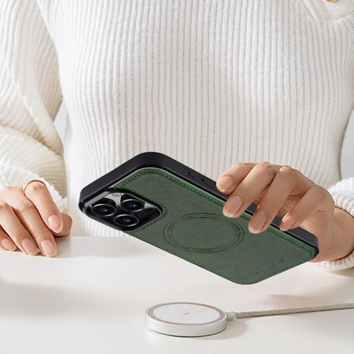 LC.imeeke - LC.IMEEKE iPhone 16 Pro Max Fodral Äkta läder - Grön