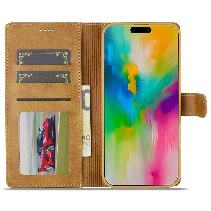 LC.imeeke - LC.IMEEKE iPhone 16 Pro Max Fodral Äkta läder - Gul