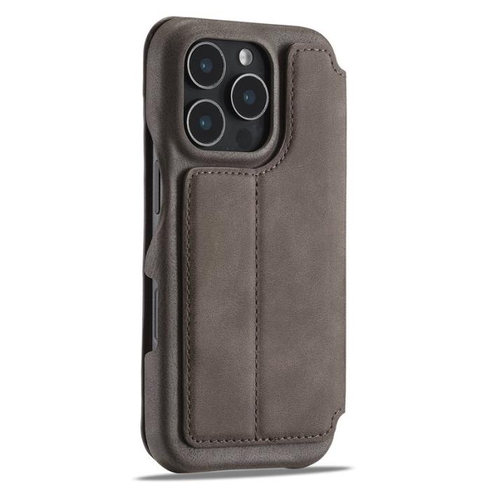 LC.imeeke - LC.IMEEKE iPhone 16 Pro Max Fodral Kortfack Äkta läder - Kaffe