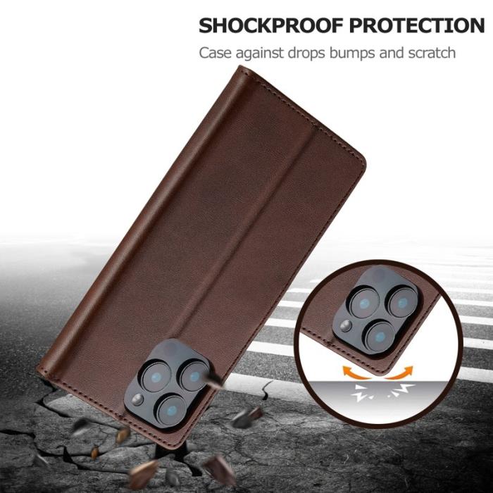 LC.imeeke - LC.IMEEKE iPhone 16 Pro Max Fodral PU Läder - Brun