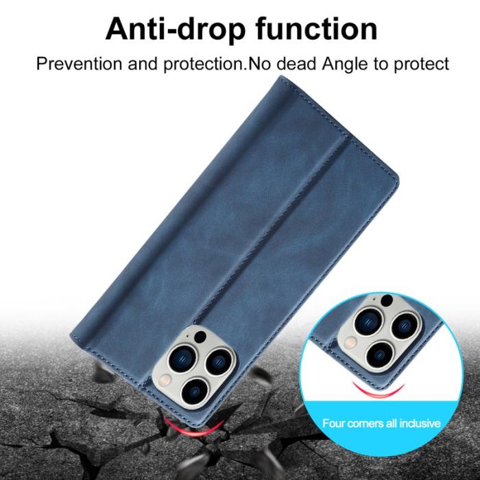 LC.imeeke - LC.IMEEKE iPhone 16 Pro Max Fodral Wallet Mikrofiberläder - Blå