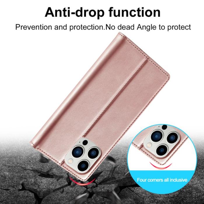 LC.imeeke - LC.IMEEKE iPhone 16 Pro Max Fodral Wallet Mikrofiberläder - Roséguld