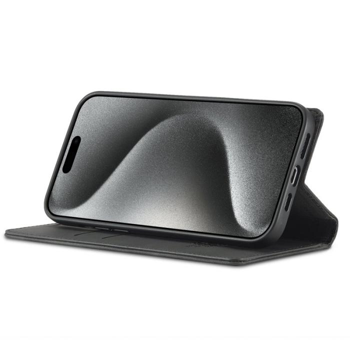 LC.imeeke - LC.IMEEKE iPhone 16 Pro Max Fodral Wallet Mikrofiberläder - Svart