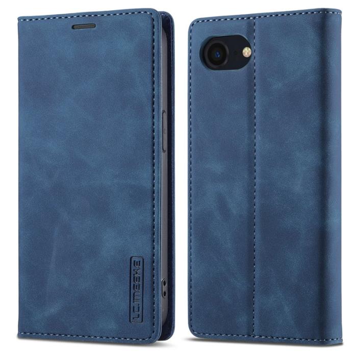 LC.imeeke - LC.IMEEKE iPhone 16e Fodral Äkta läder - Blå