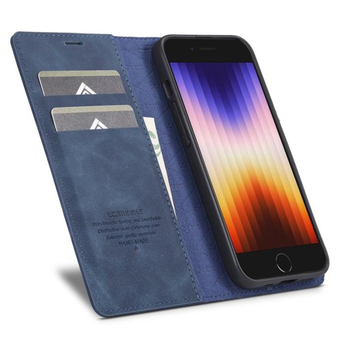 LC.imeeke - LC.IMEEKE iPhone 16e Fodral Äkta läder - Blå