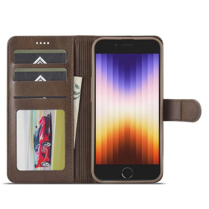 LC.imeeke - LC.IMEEKE iPhone 16e Fodral Äkta läder - Brun