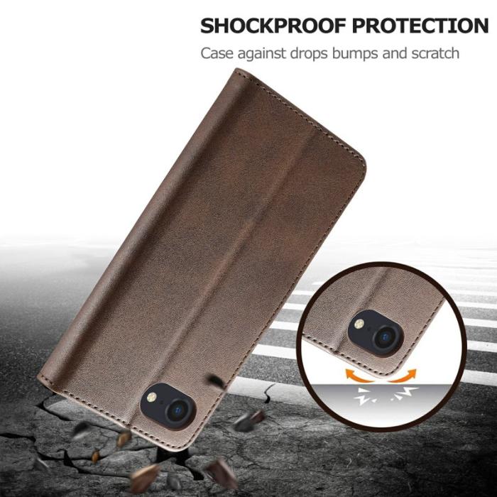 LC.imeeke - LC.IMEEKE iPhone 16e Fodral Äkta läder - Brun