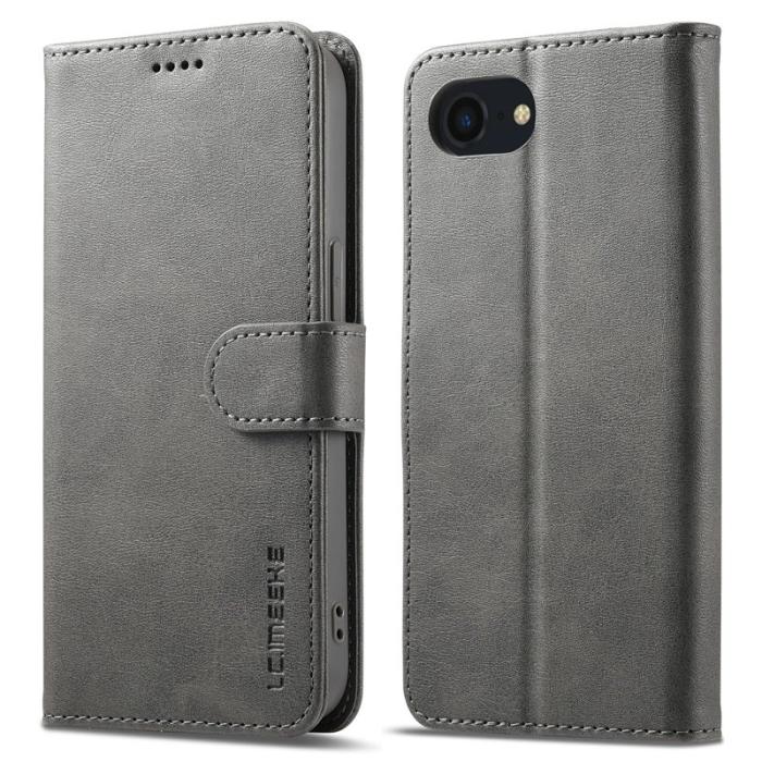 LC.imeeke - LC.IMEEKE iPhone 16e Fodral Äkta läder - Grå