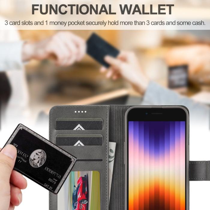 LC.imeeke - LC.IMEEKE iPhone 16e Fodral Äkta läder - Grå