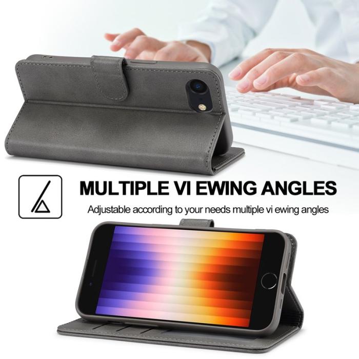 LC.imeeke - LC.IMEEKE iPhone 16e Fodral Äkta läder - Grå