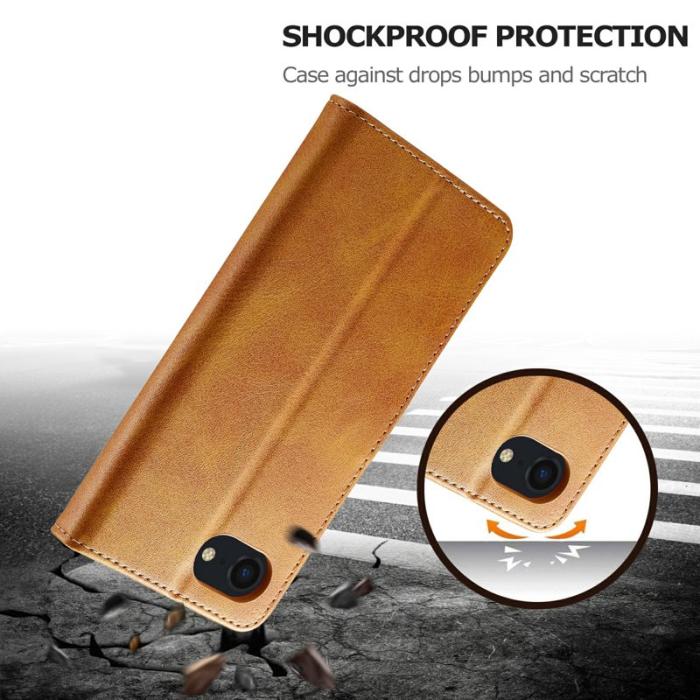 LC.imeeke - LC.IMEEKE iPhone 16e Fodral Äkta läder - Gul