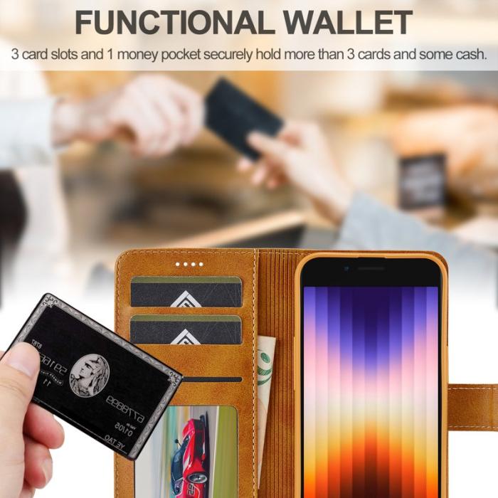 LC.imeeke - LC.IMEEKE iPhone 16e Fodral Äkta läder - Gul