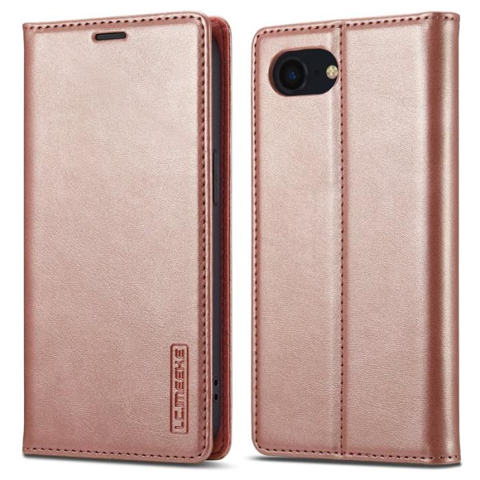 LC.imeeke - LC.IMEEKE iPhone 16e Fodral Äkta läder - Rose Gold