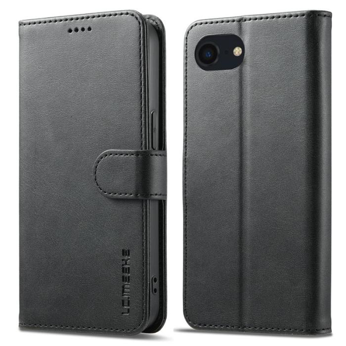 LC.imeeke - LC.IMEEKE iPhone 16e Fodral Äkta läder - Svart