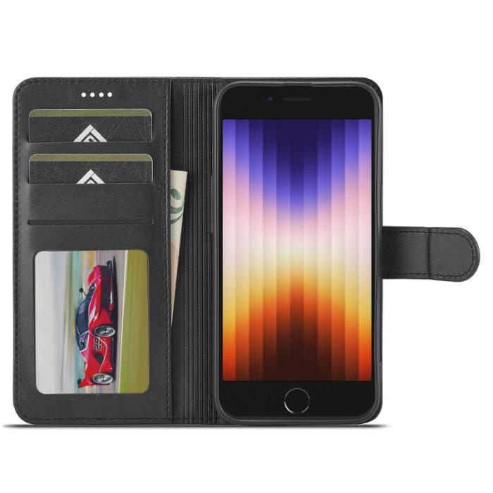 LC.imeeke - LC.IMEEKE iPhone 16e Fodral Äkta läder - Svart