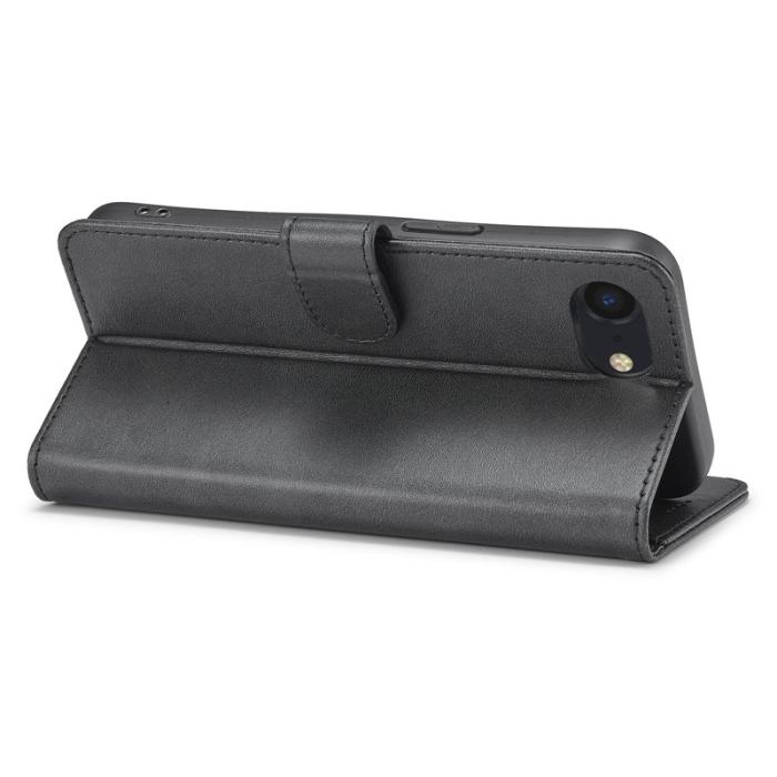 LC.imeeke - LC.IMEEKE iPhone 16e Fodral Äkta läder - Svart