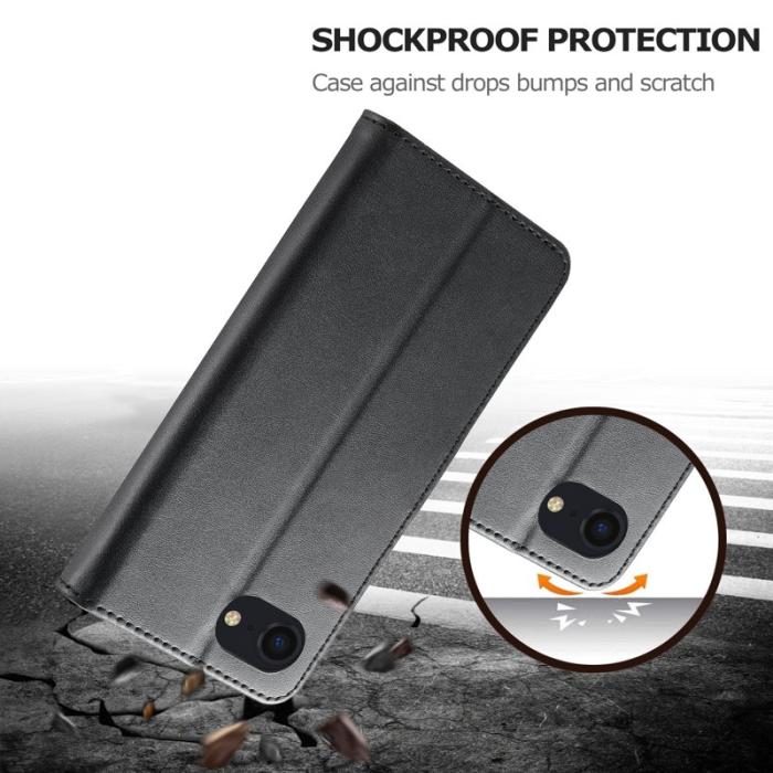 LC.imeeke - LC.IMEEKE iPhone 16e Fodral Äkta läder - Svart