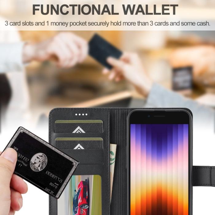 LC.imeeke - LC.IMEEKE iPhone 16e Fodral Äkta läder - Svart