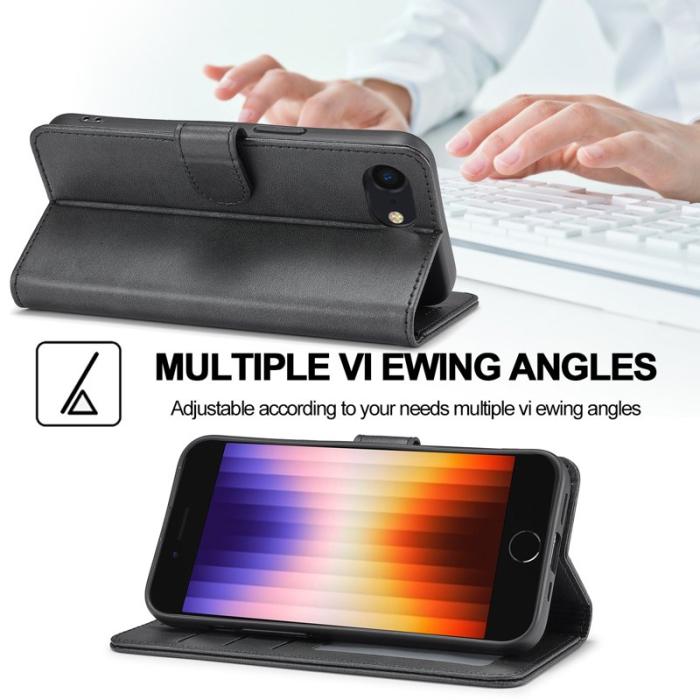 LC.imeeke - LC.IMEEKE iPhone 16e Fodral Äkta läder - Svart