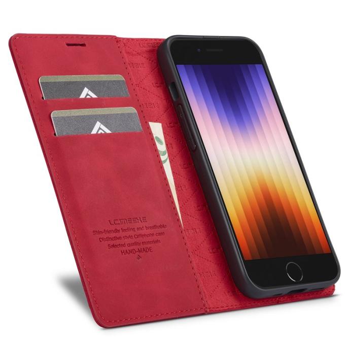 LC.imeeke - LC.IMEEKE iPhone 16e Fodral Scratch-Proof Mikrofiberläder - Röd