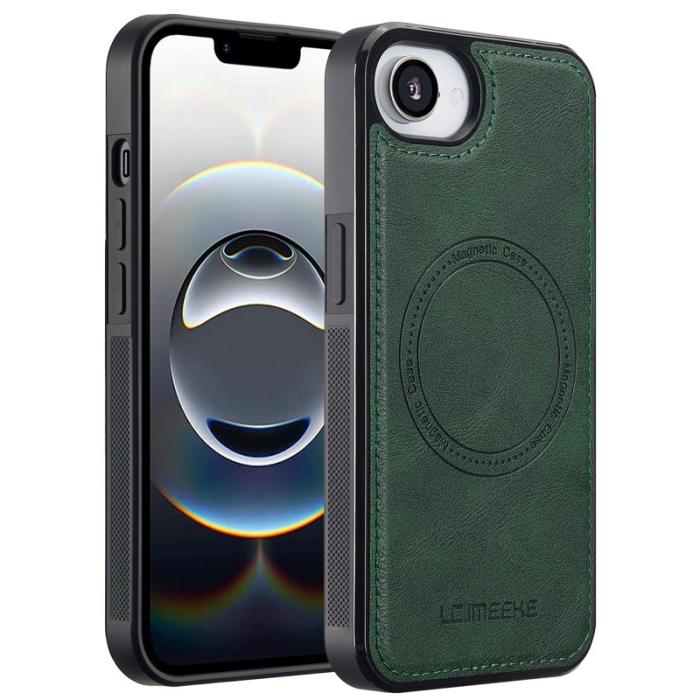 LC.imeeke - LC.IMEEKE iPhone 16e Magnetiskt Fodral Äkta läder - Grön